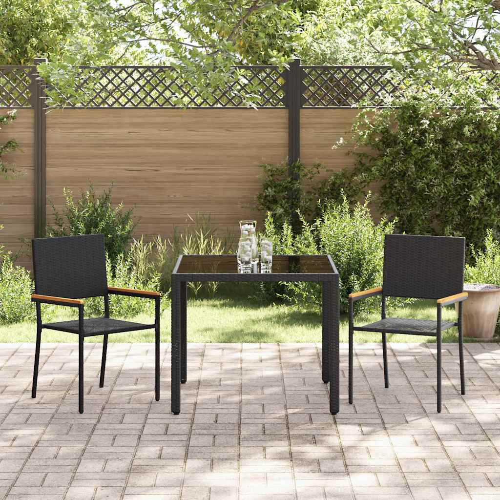Garden Dining Set 3 pcs Black 90 x 90 x 75 cm Poly Rattan